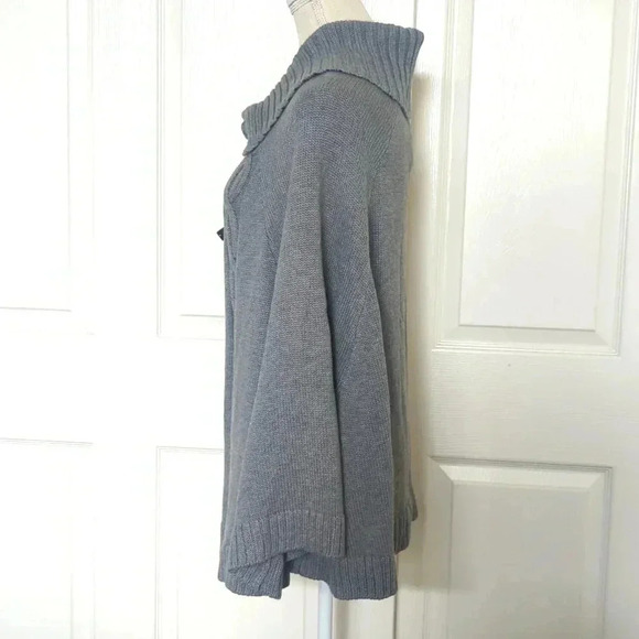 Sanctuary Womens Sweater Poncho Cape Cable Knit Scoop Neck Gray - Picture 5 of 6